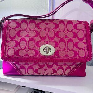Coach Pink Signature C Jacquard Turnlock Shoulder Bag Y2K